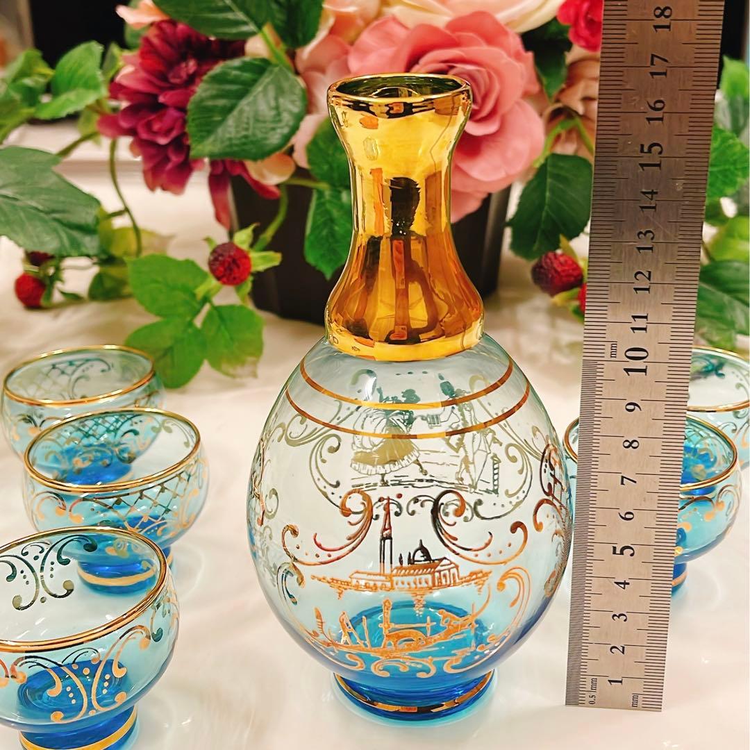 大幅値下げ！新品★未使用　ベネチアングラス5客&ボトルセット