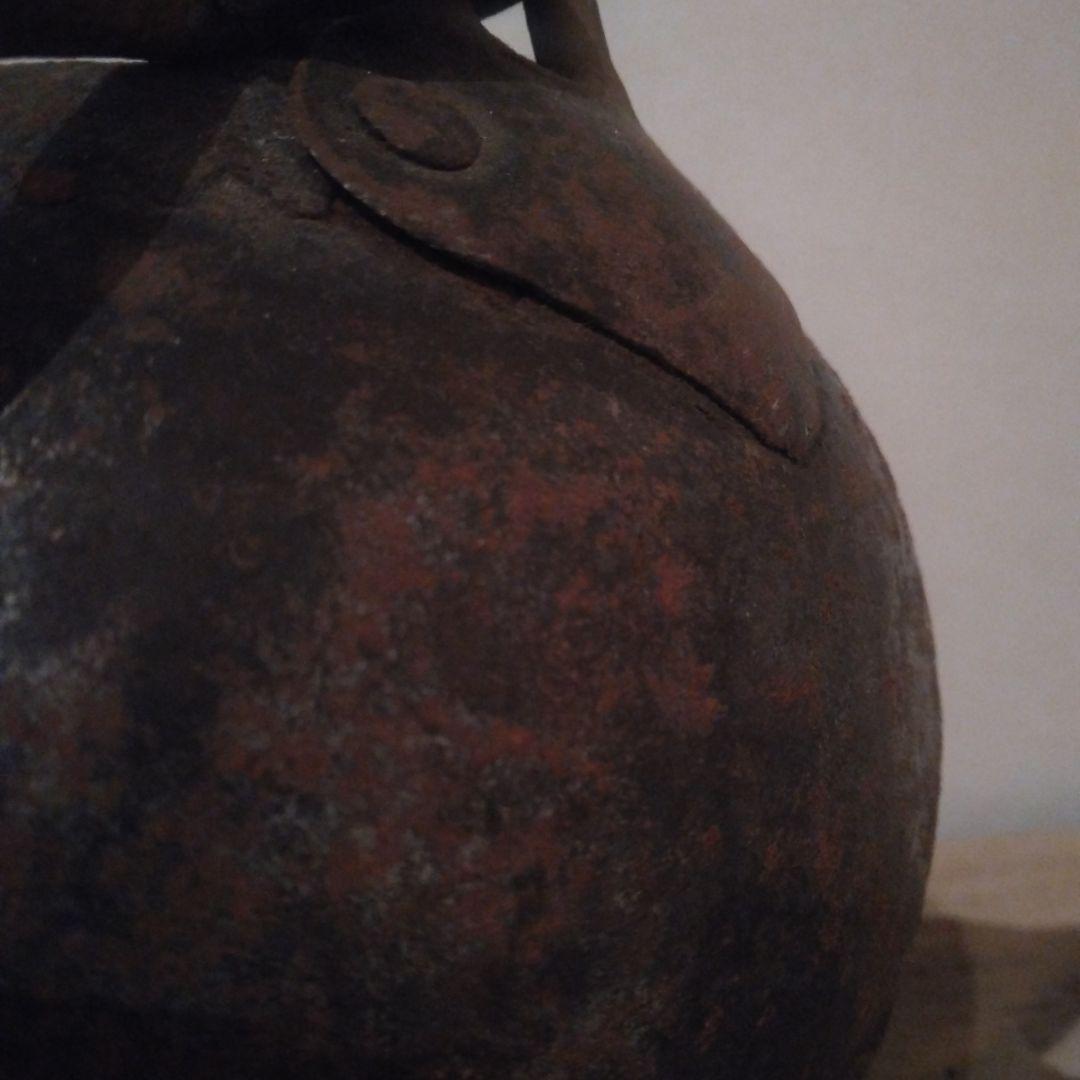 アンティーク釣瓶　鉄製　花器　花入　花瓶