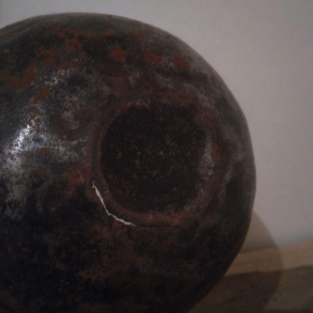 アンティーク釣瓶　鉄製　花器　花入　花瓶