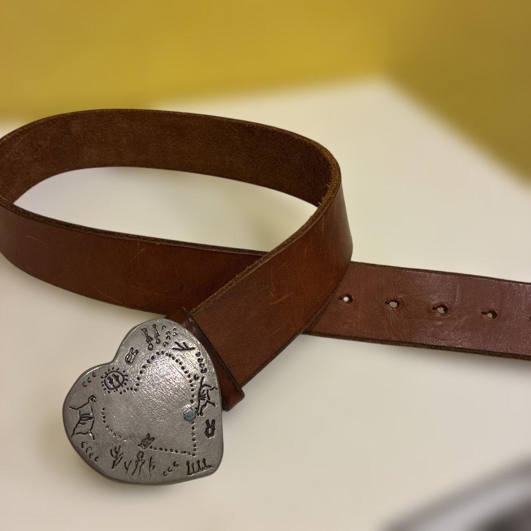45rpm 45R ブラウンレザー ハート型バックル ベルト