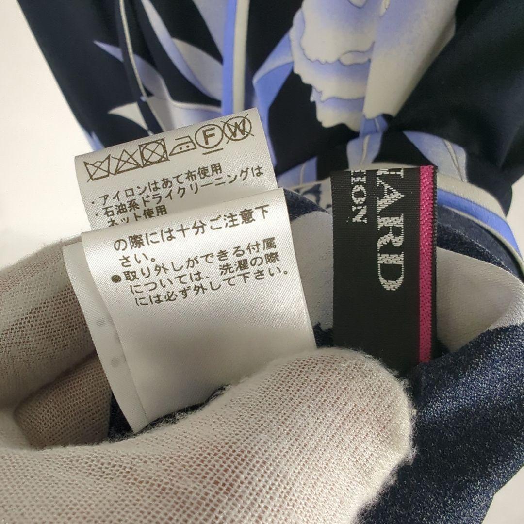 【美品】Leonard レオナール ワンピース 花柄 ブラック ブルー