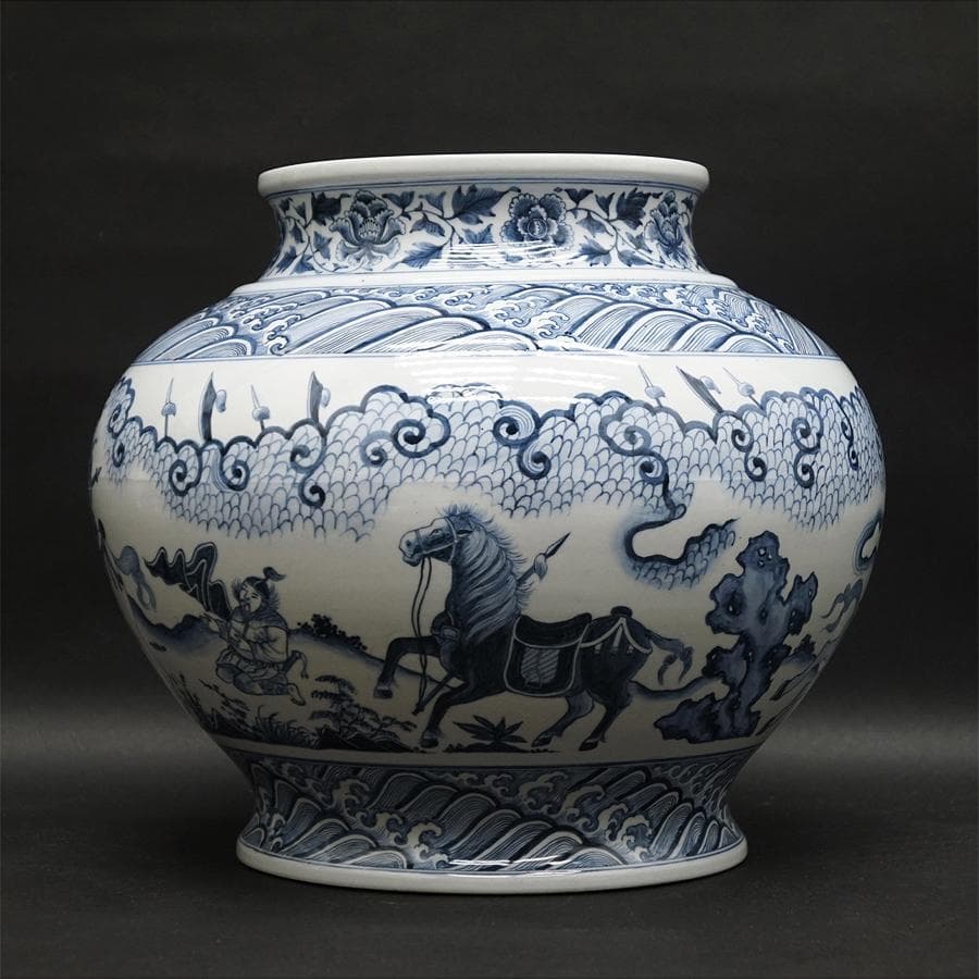 中国美術 中国古玩 特大染付花瓶 花生 飾壷 唐物 磁器 陶芸 古美術品