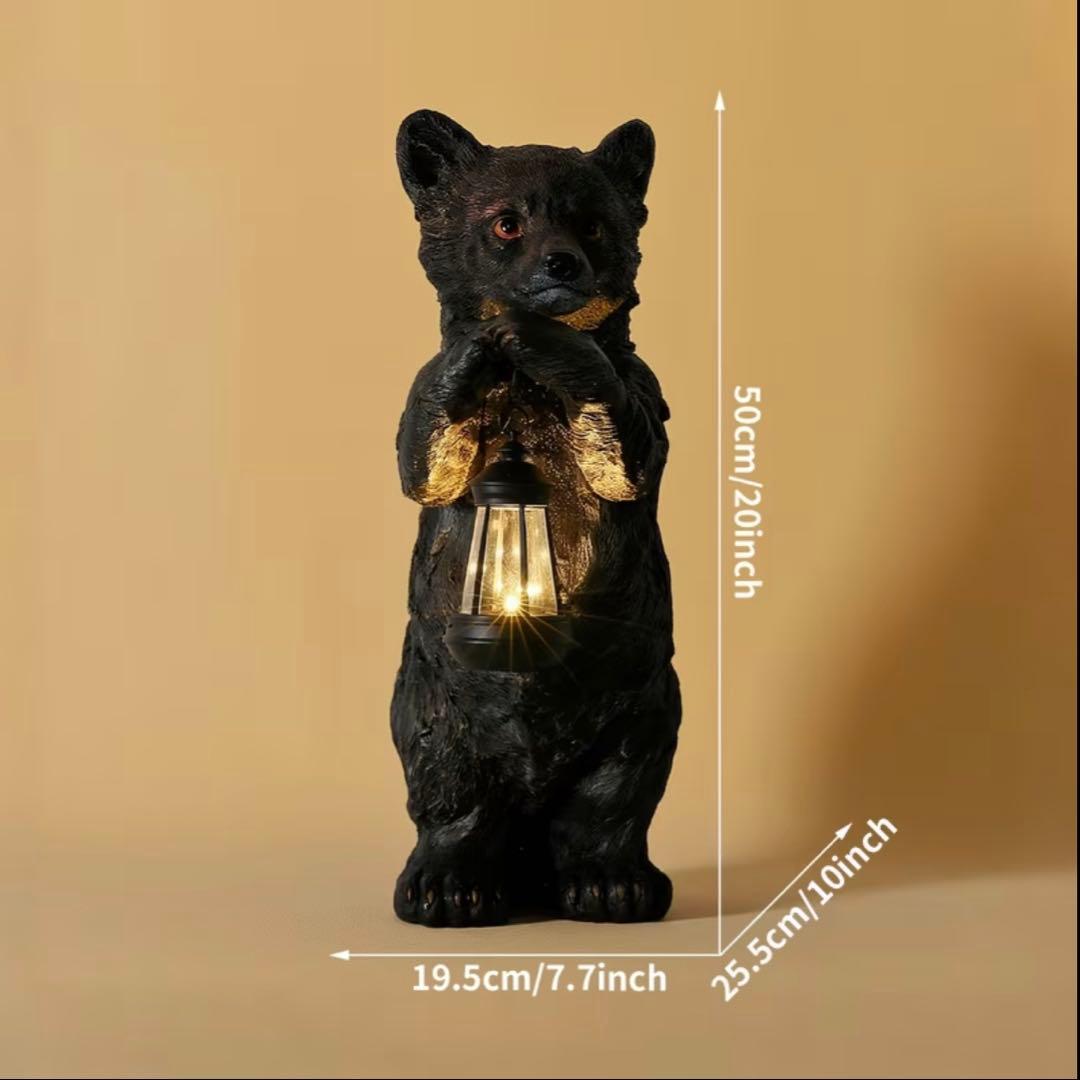 ソーラー ランタン 熊 置物 ガーデンライト 高さ50cm 屋外 レジン製