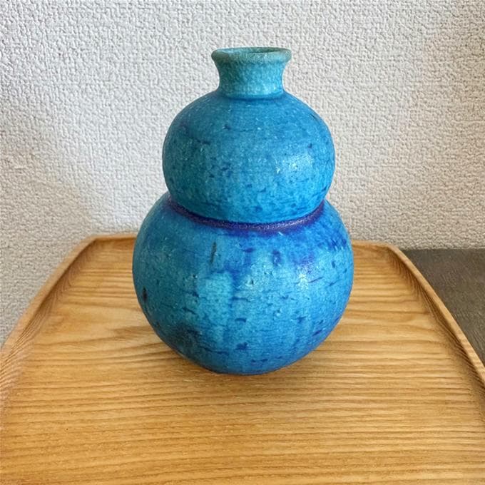 やちむん　沖縄 大嶺工房　大嶺實清作　ペルシャブルー徳利