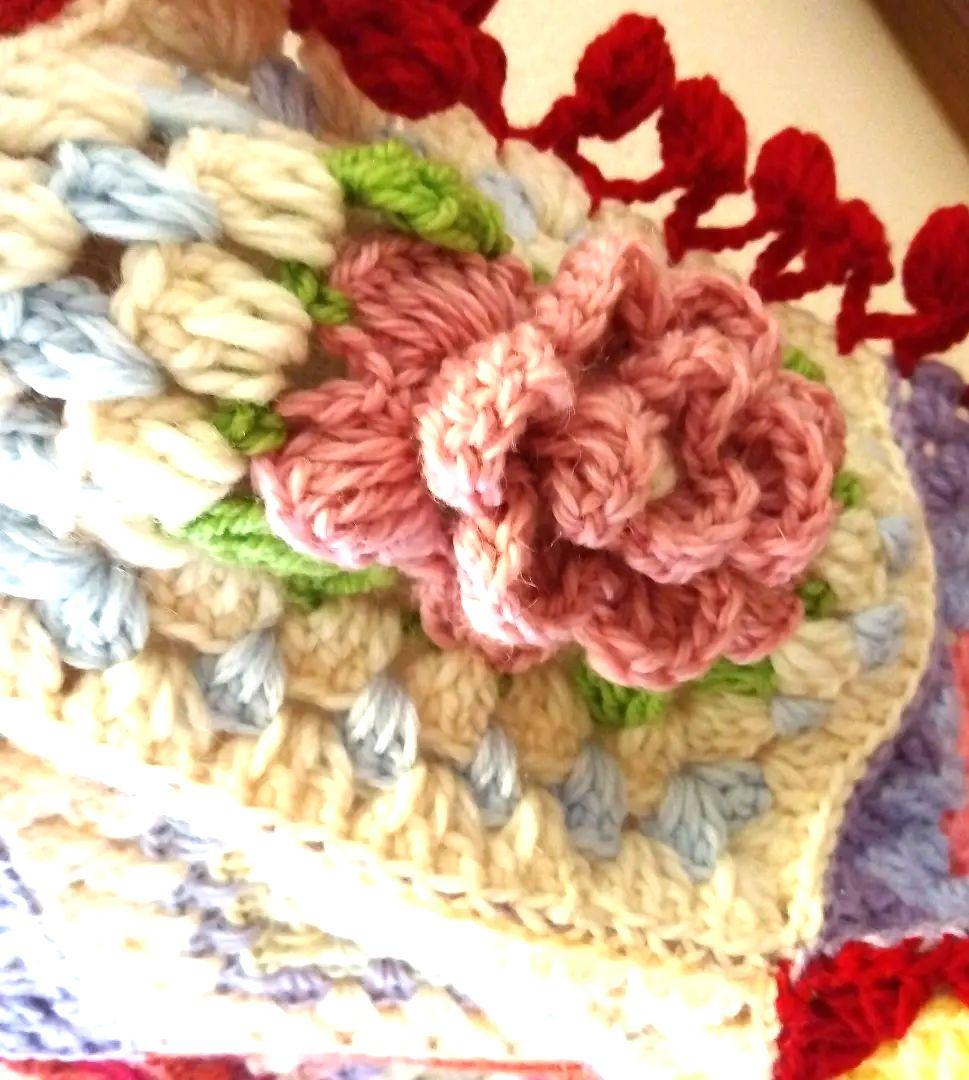 カラフル グラニースクエア ブランケットお花のベットカバー