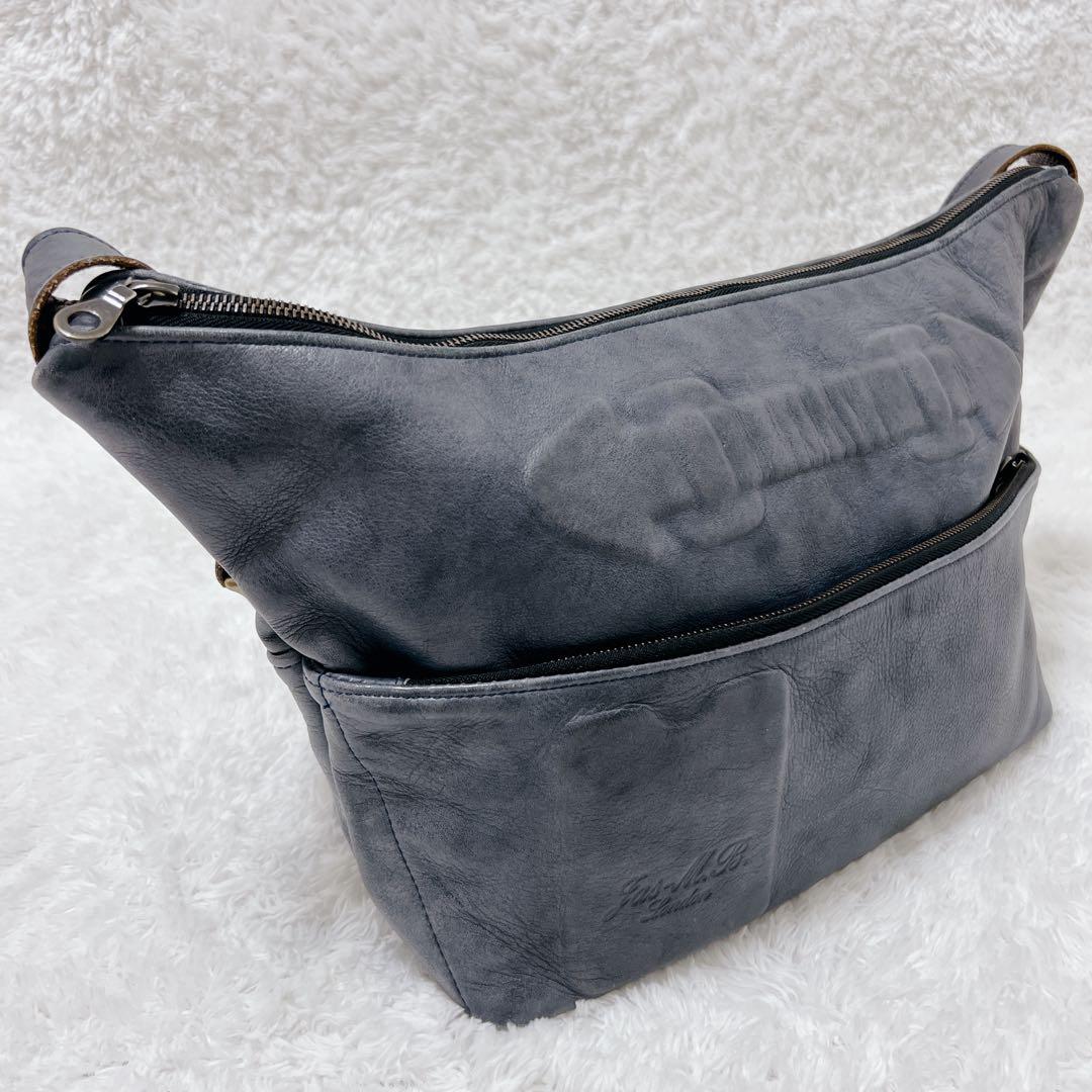 【美品】Jas M.B. London ショルダーバッグ　立体エンボス加工　真鍮