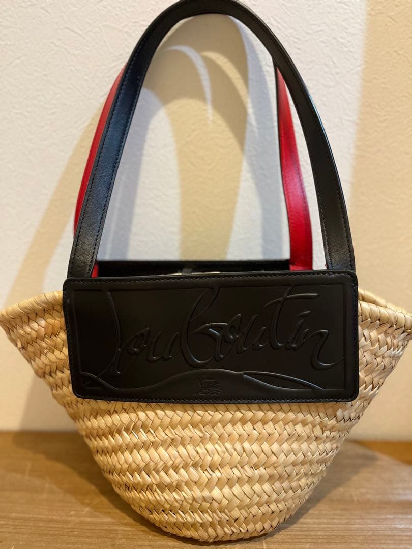 クリスチャンルブタンかごバッグ ブラック/レッド