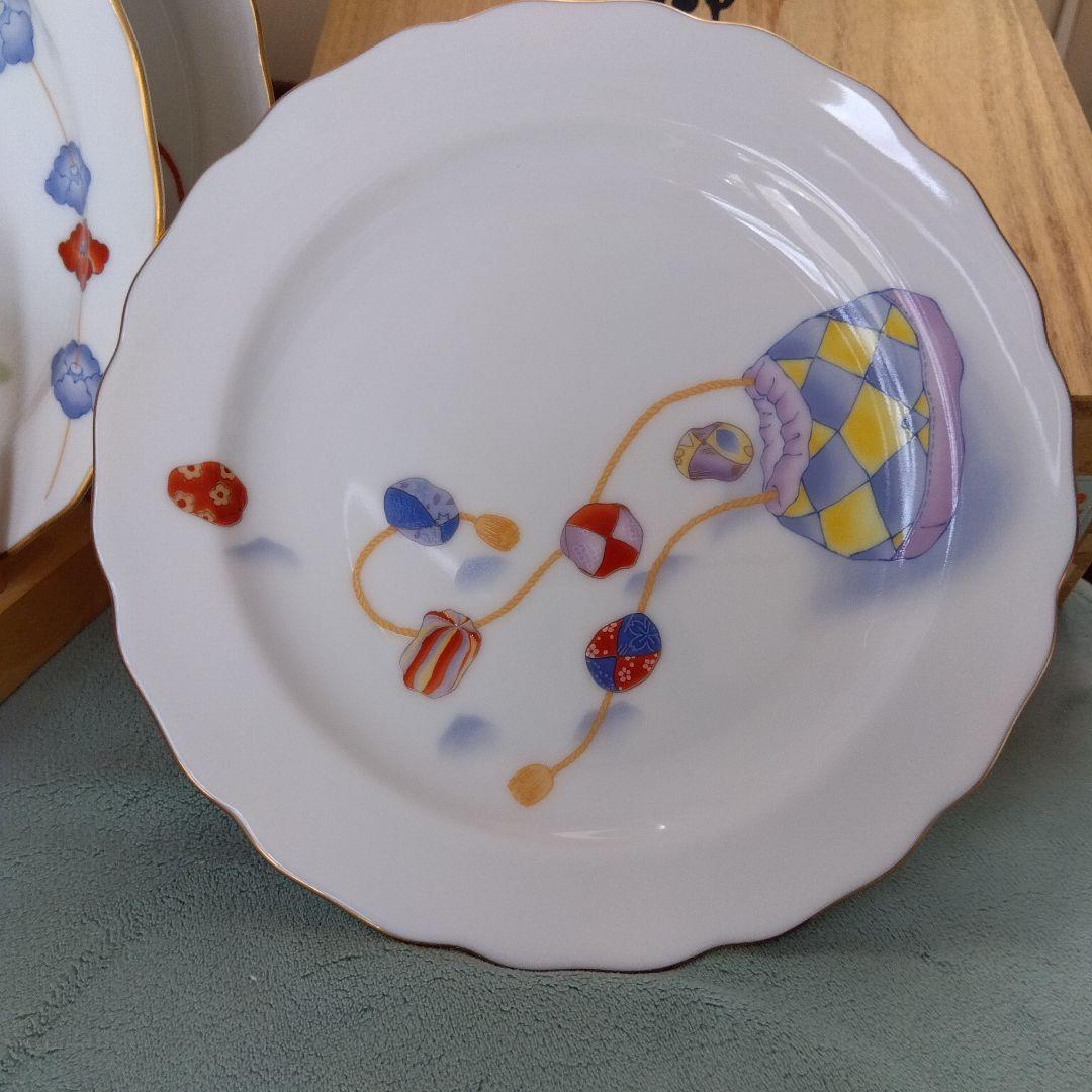 香蘭社 [新品未使用]金彩 こどもあそび 　中皿揃 5客