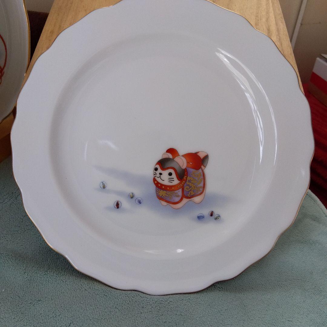 香蘭社 [新品未使用]金彩 こどもあそび 　中皿揃 5客