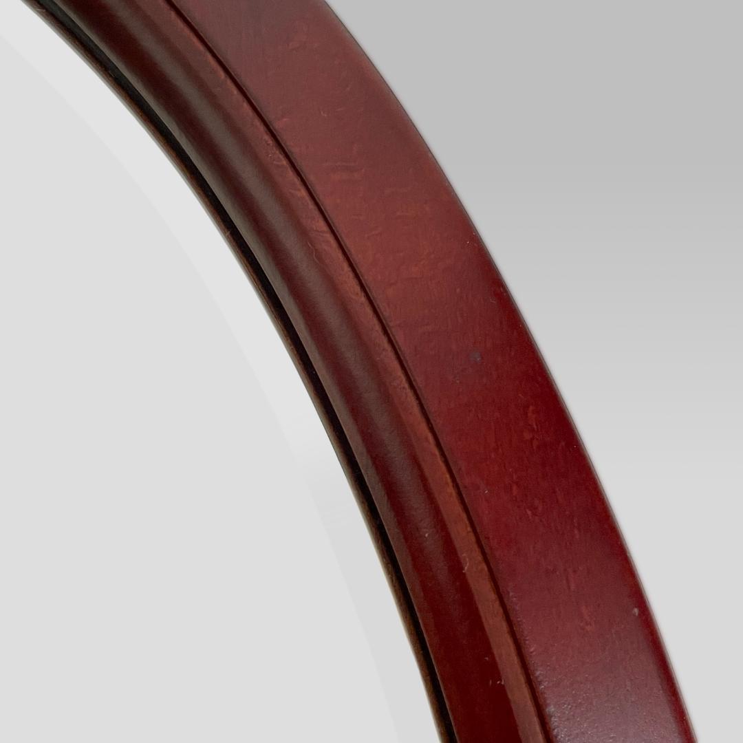 80s オールド【カリモク】木枠 オーバル型 ヴィンテージ ウォールミラー 鏡