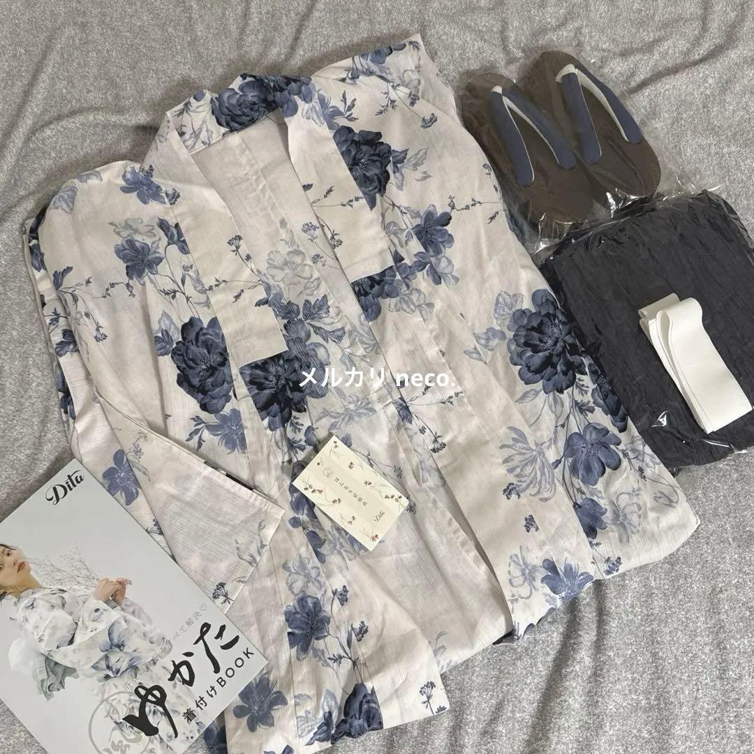 dita 水彩の勿忘草 浴衣 タグ付き 未使用品 5点セット