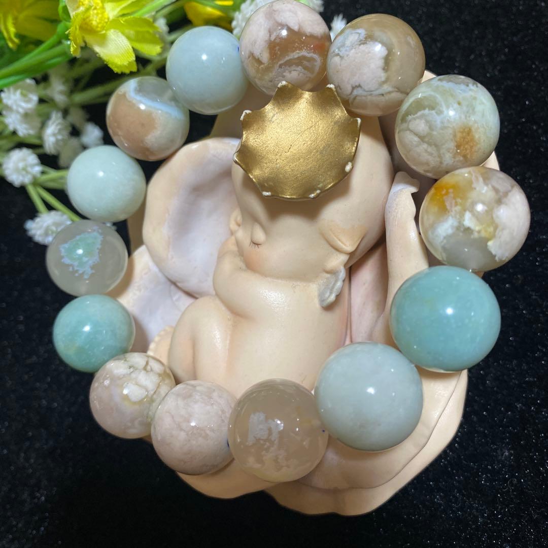 グリーン桜瑪瑙 ブレスレット16mmから16.6mm ❸