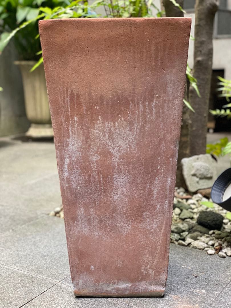 テラコッタ 角大型植木鉢　受け皿付き