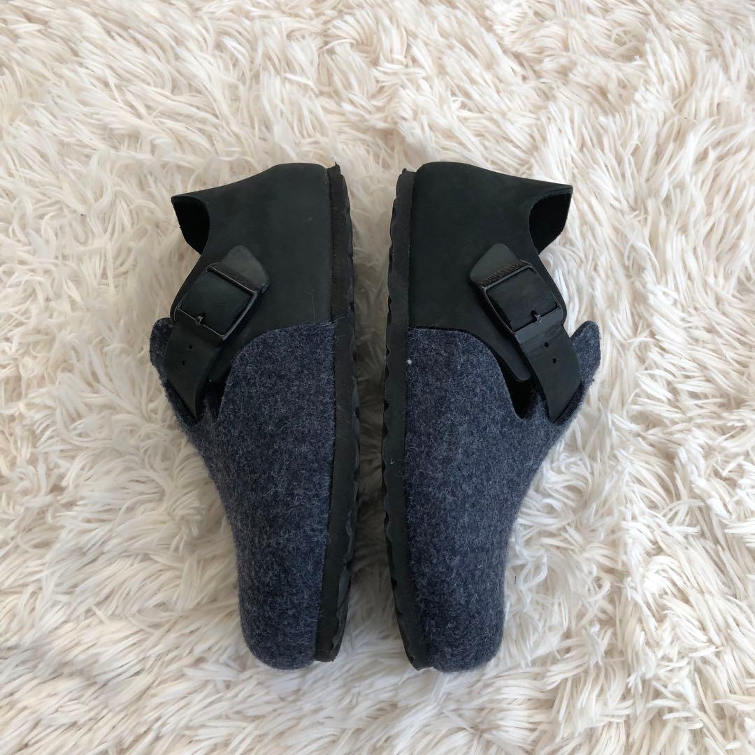 ビルケンシュトックサンダルロンドンウールフェルト×レザーネイビー35