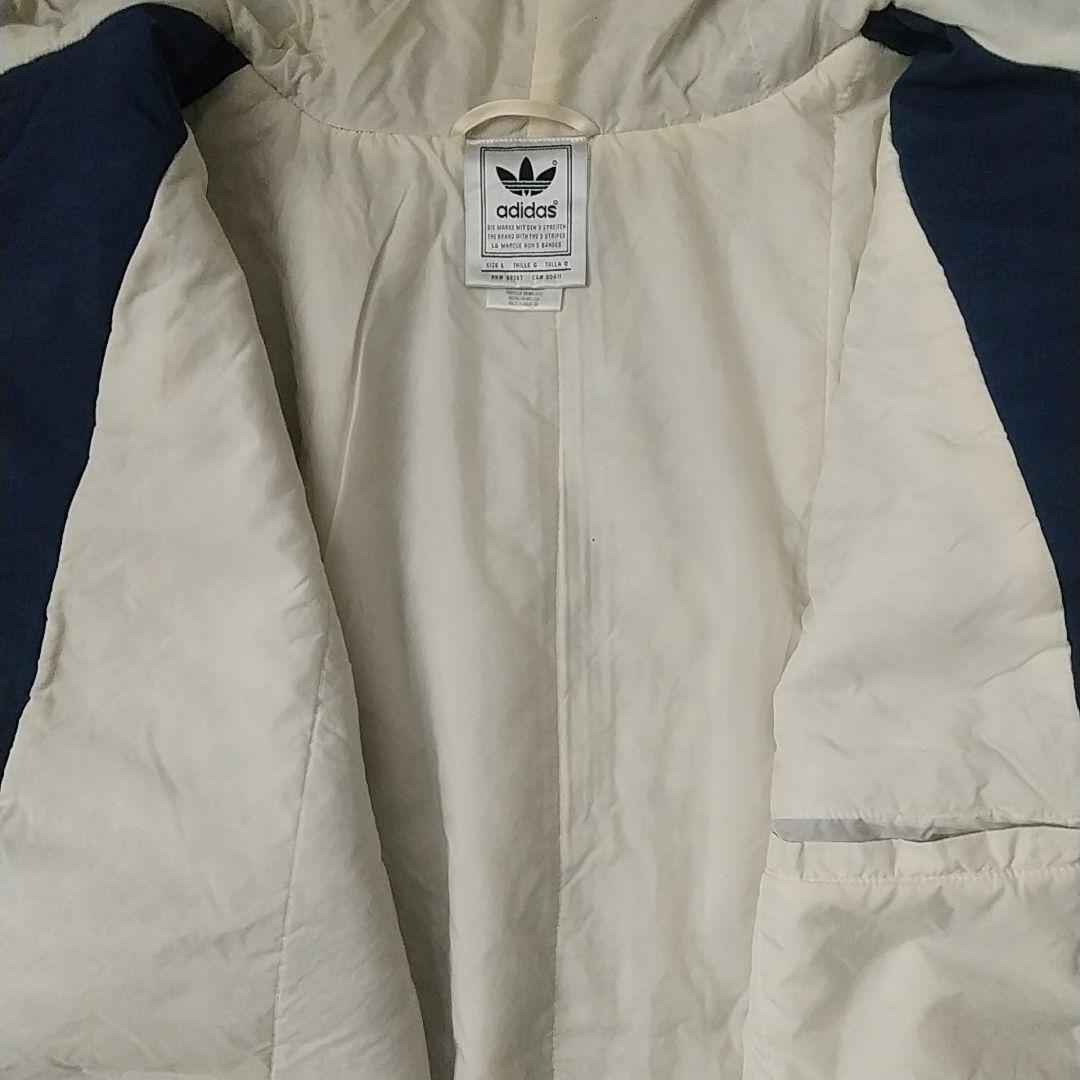 90s アディダス 刺繍ロゴ アームロゴ スリーライン 中綿 ナイロンジャケット