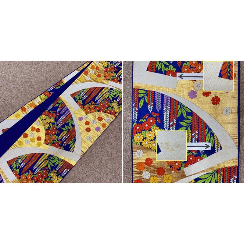 512ag36◎七五三 七歳 女児 アンティーク着物&袋帯 レトロ 花丸◎