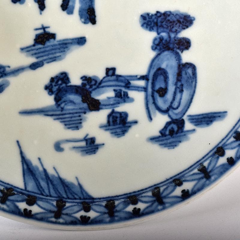 古伊万里　初期伊万里　大明成化年製款　染付　山水文　飾皿　時代箱　M　R7968