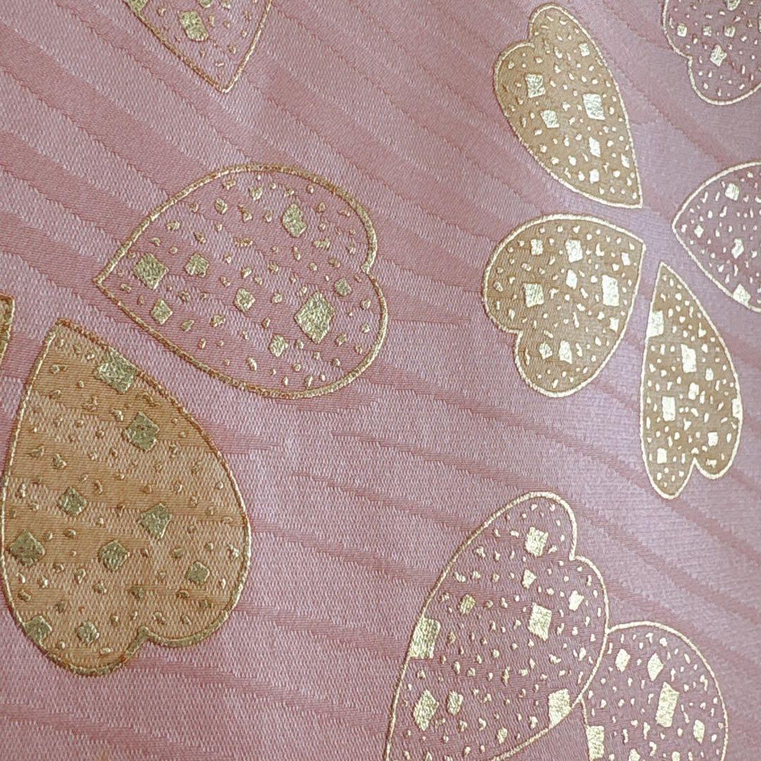 フルセット　七五三７歳女の子ピンク地　桜扇蝶　オレンジ袋帯　絹長襦袢7123