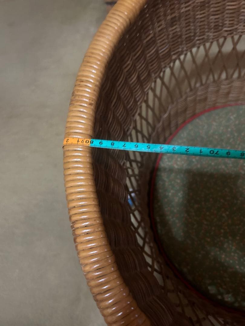 ゆりかご 昭和レトロ 籐 ラタン 当時物 花柄 インテリア かご バスケット