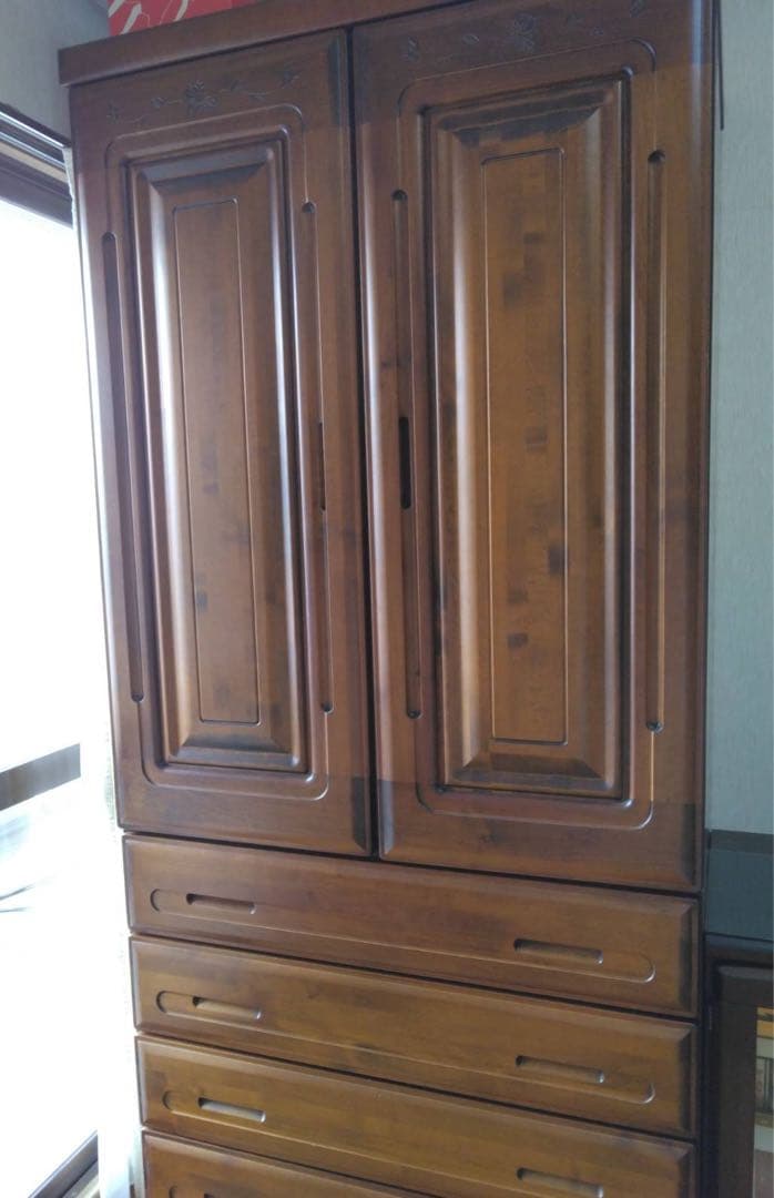 お値下げ　木製ダークブラウン収納タンス