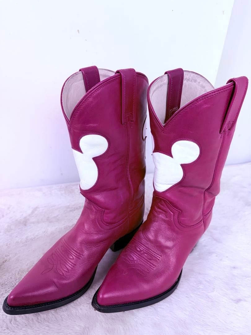 超希少 D24限定 ミッキーマウス 本革ウエスタンブーツ