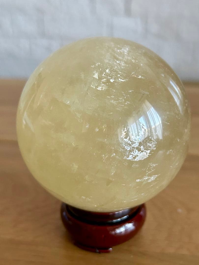 ✨キラキラ虹入✨ハニーカルサイト　スフィア　78mm ハニーイエロー　丸玉