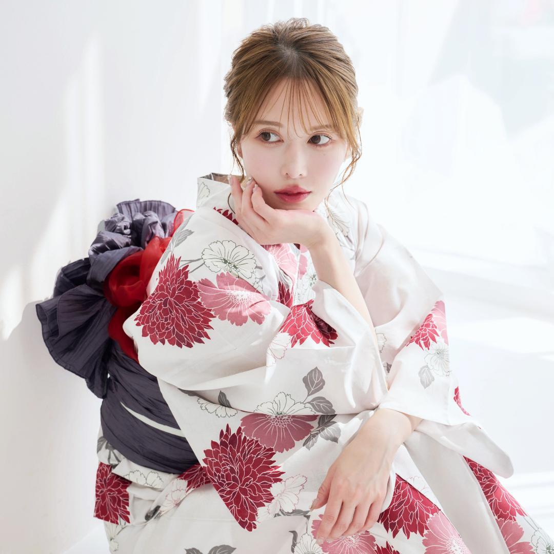 【浴衣のみ】新品 浴衣 兵児帯 黒 赤　Y5-16