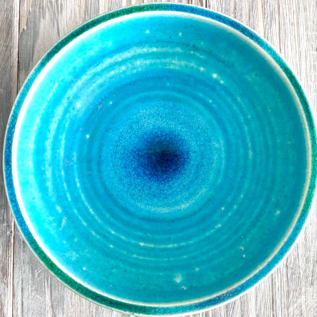 ガラス彩陶器 中皿 沖縄オーシャンブルー 2枚セット