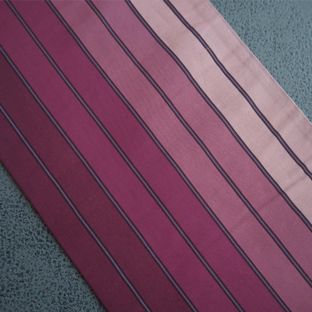 【特別最終SALE !】本場筑前博多織 正絹 半幅帯♪ 子持ち縞 モダン 紫