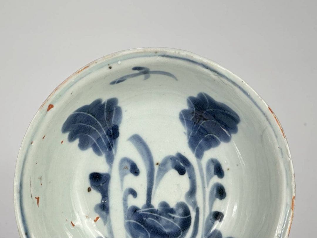 中国 明朝 古染付 ナズナ文様 魯山人 愛玩 向付 懐石 茶道 骨董 古美術