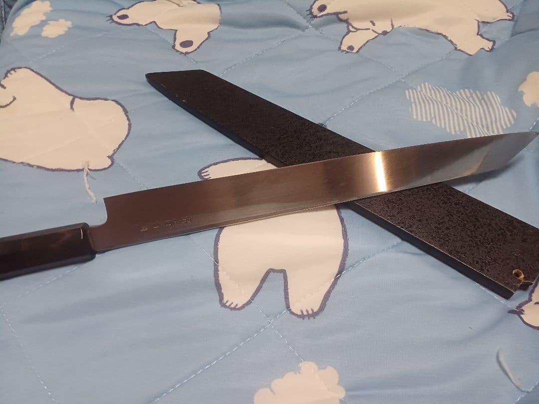 堺 孝行 白虎 白一鋼 切付柳刃包丁 和包丁 270mm 黒檀柄 鞘付き