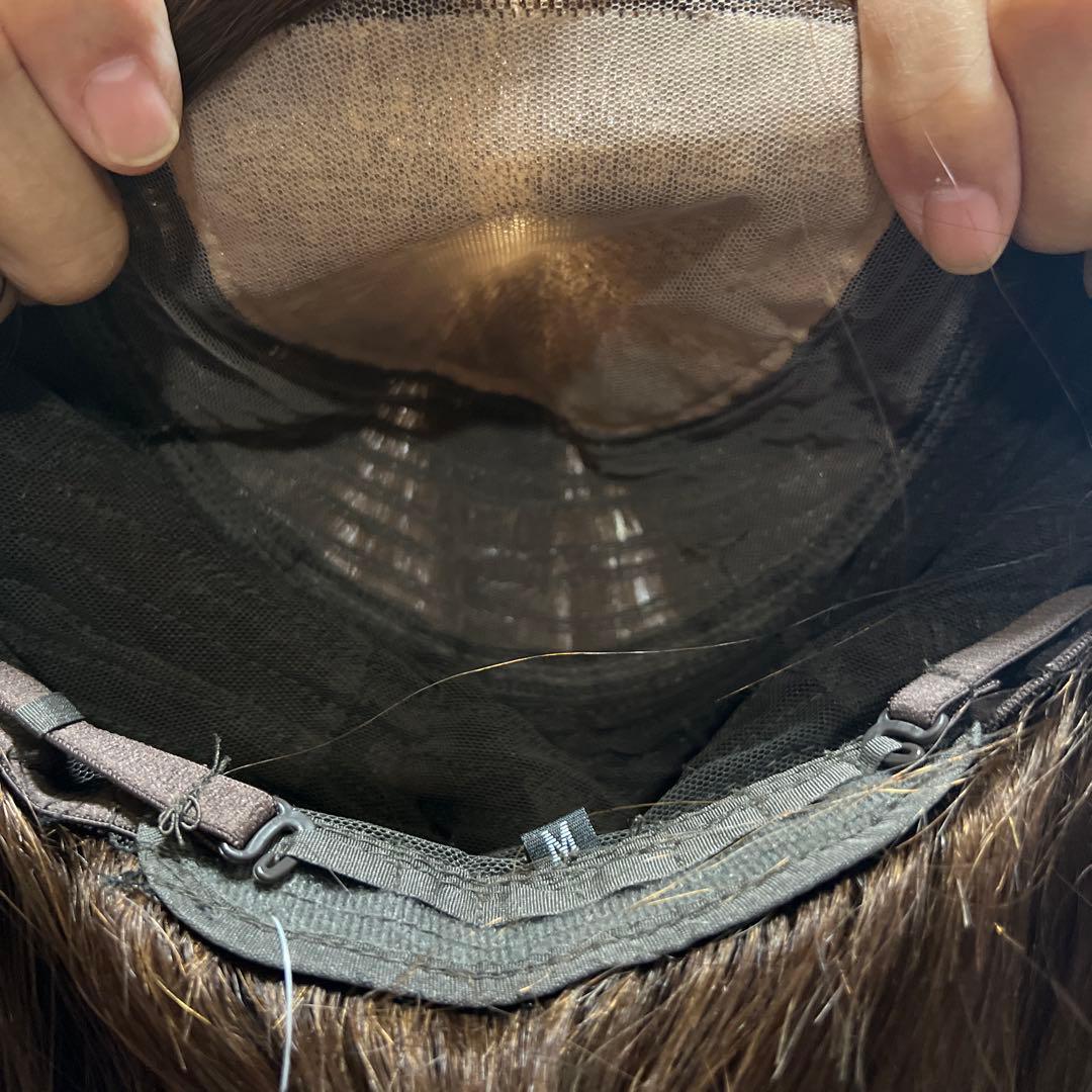 新品！ 人毛ダークブラウン ストレートウィッグ