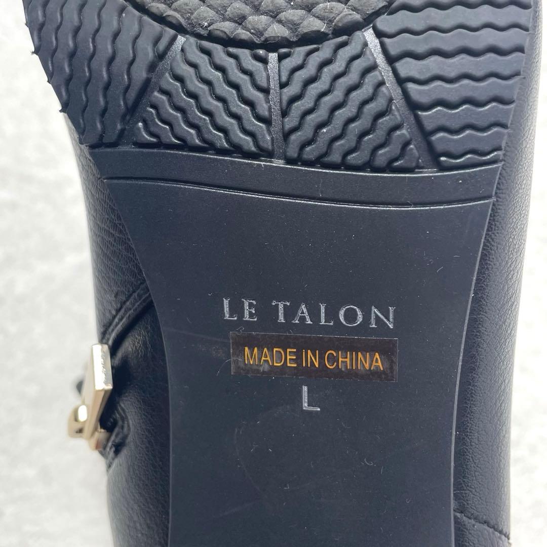 極美品✨LE TALON ストレッチ サイドジップ ショートブーツ 黒 L