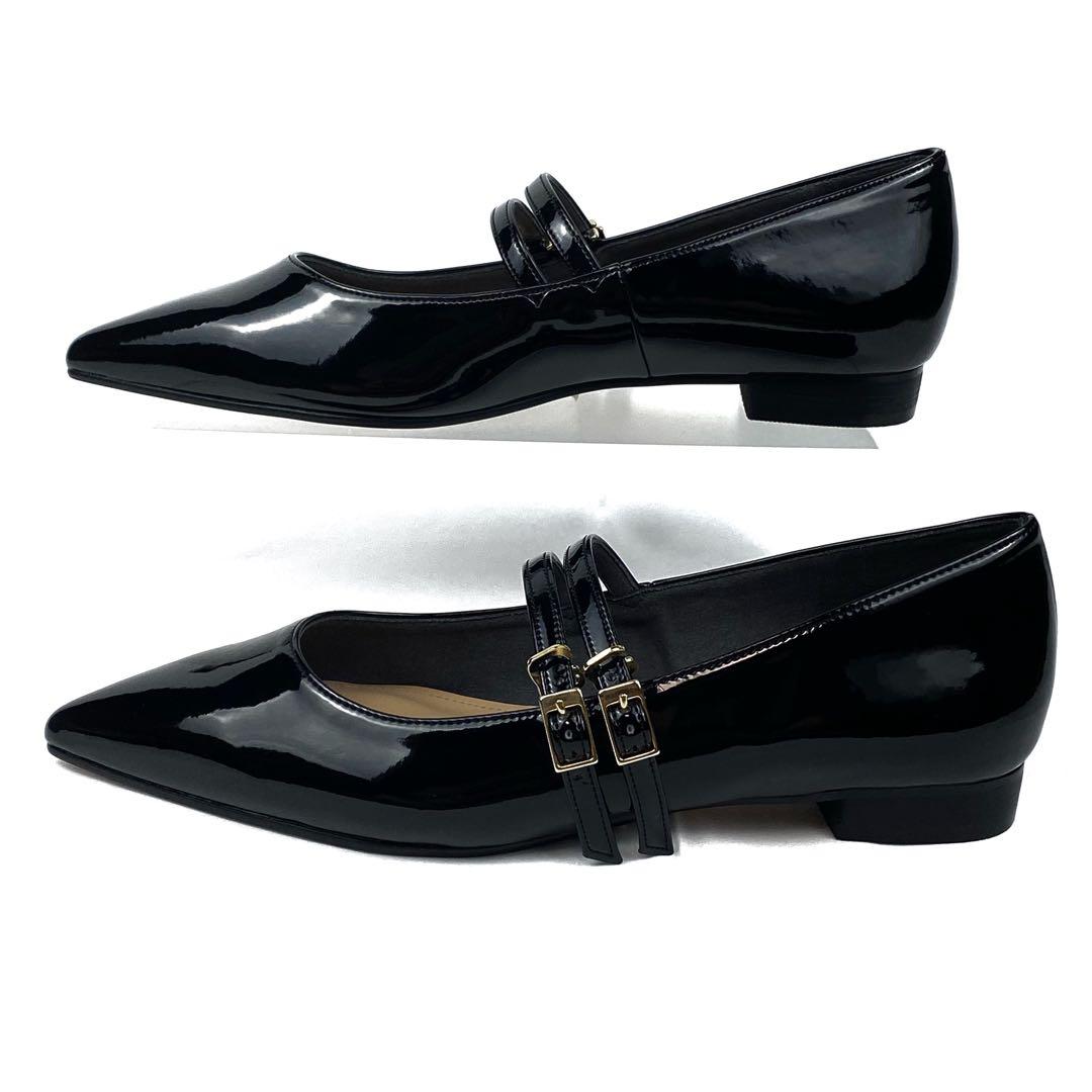 ✨新品同様✨OHGA オーガ　23.5cm ストラップ　フラットパンプス　黒