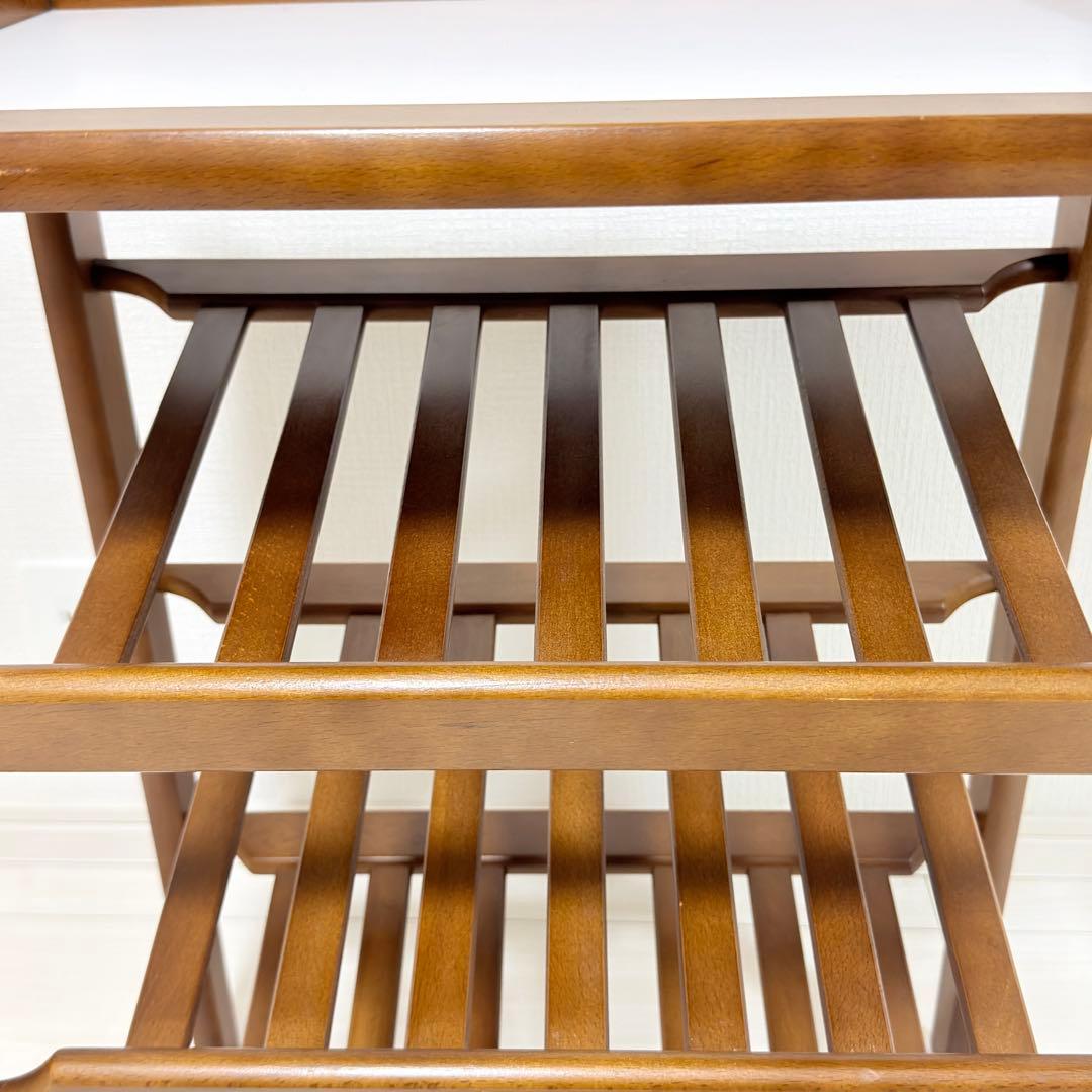 オールドカリモク 木製 3段ラック マガジンラック 飾り棚 収納棚 本棚ブラウン