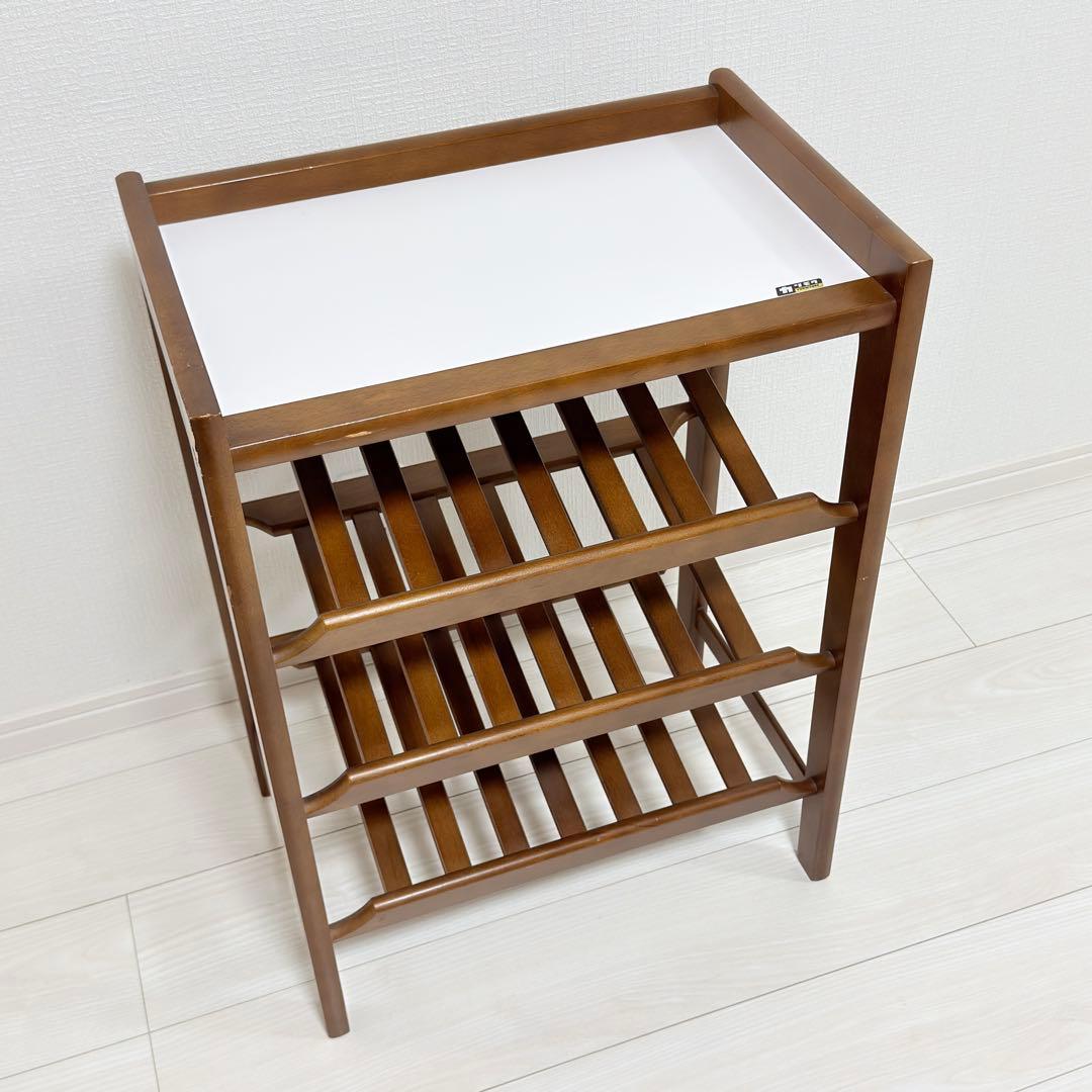 オールドカリモク 木製 3段ラック マガジンラック 飾り棚 収納棚 本棚ブラウン