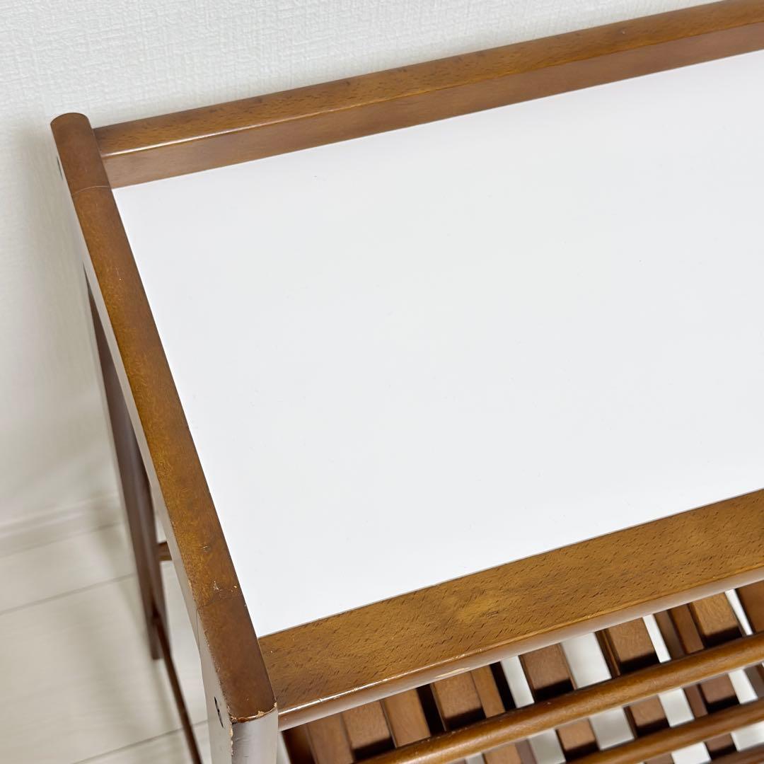 オールドカリモク 木製 3段ラック マガジンラック 飾り棚 収納棚 本棚ブラウン