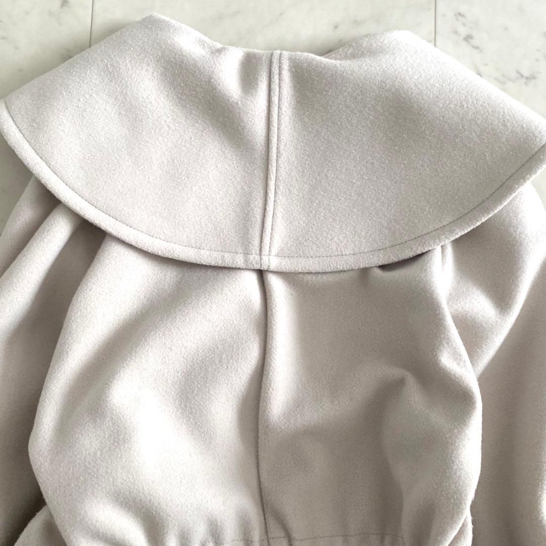 美品 モラビトスペル ウエストシェイプ ショールカラーコート 金ボタン 38