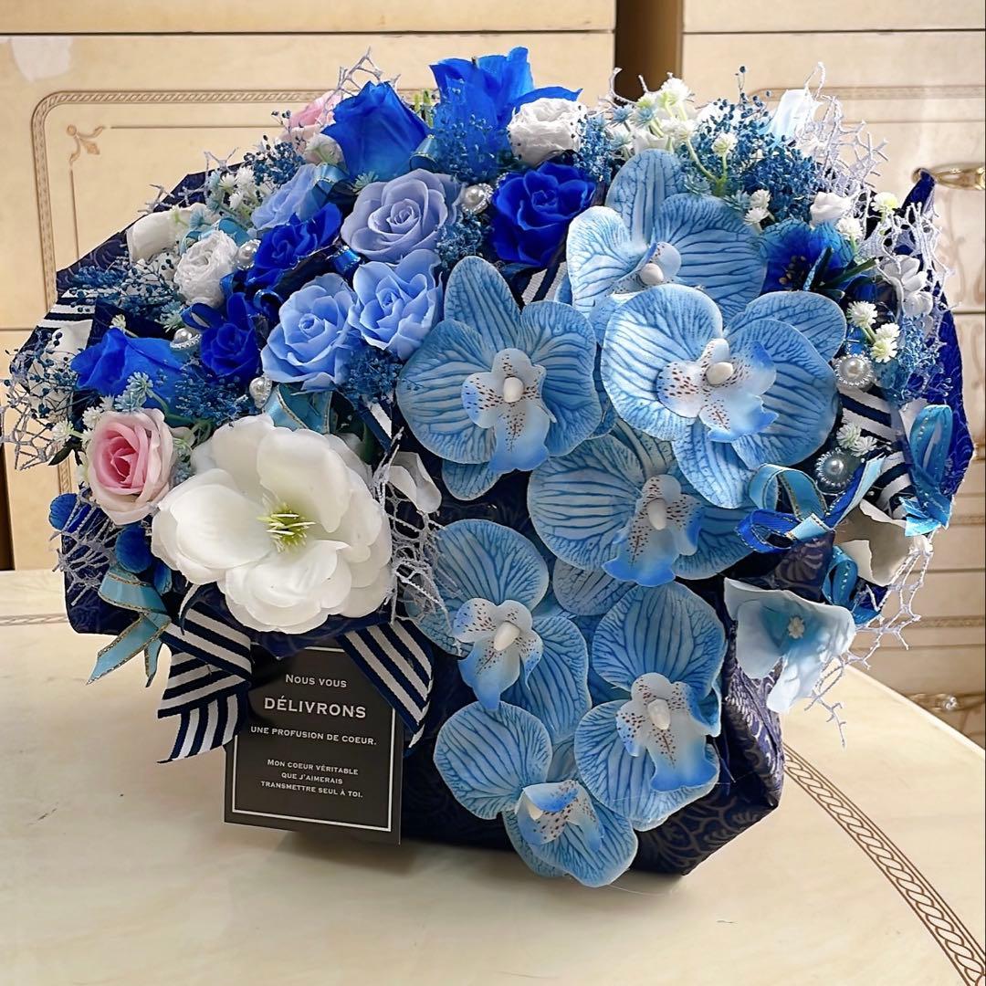 ✨特大✨ 大人気✨ミックスバラプリザ＆胡蝶蘭、アーティフィシャルフラワーアレンジ