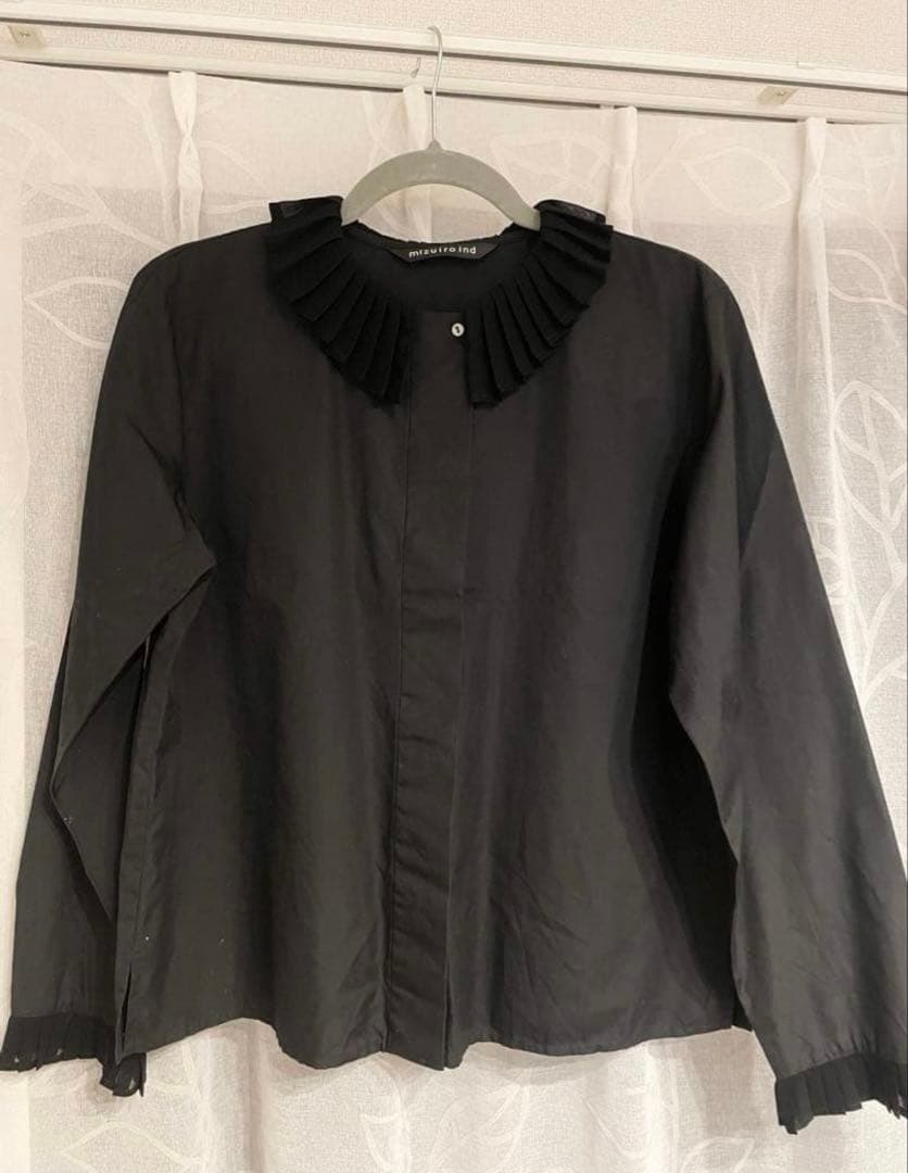 mizuiroindコットンプリーツカラーフロント