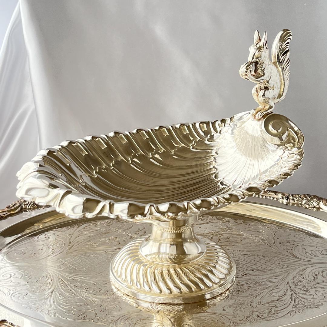 リスのナッツボウル / センターピース【シルバープレート】大型