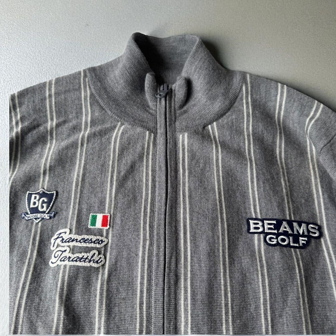 美品✨ビームスゴルフ　ストライプ　ニットブルゾン　ワッペン　刺繍　ジャケット