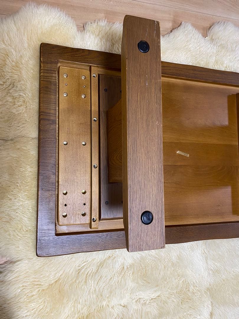 木製ナチュラルウッドテーブル 高さ調整可能