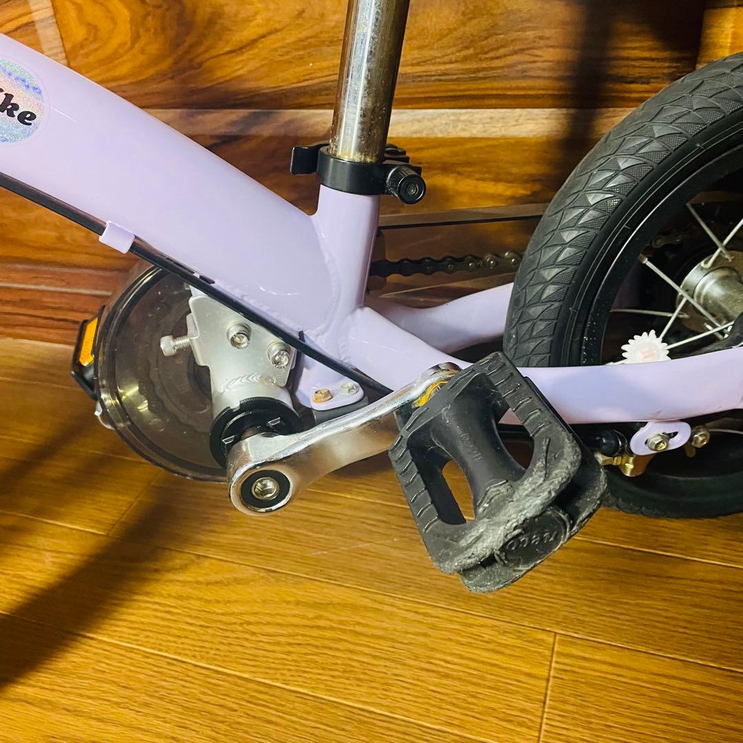 超美品 へんしんバイク2 パープル 12インチ バランスバイク 女の子 自転車