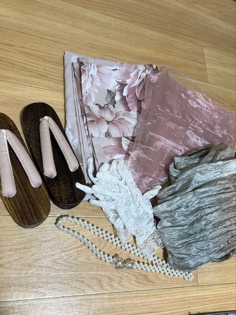 ピンク系花柄 浴衣・帯・浴衣小物「6点セット」