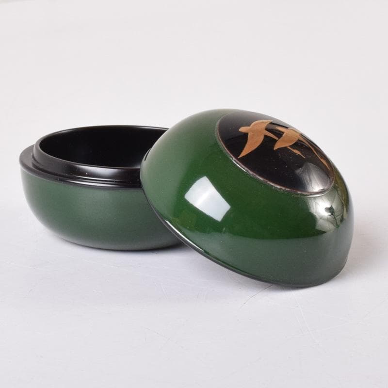 茶道具　塗師　辻石斎作　双鳥蒔絵　香合　共箱　V　8272