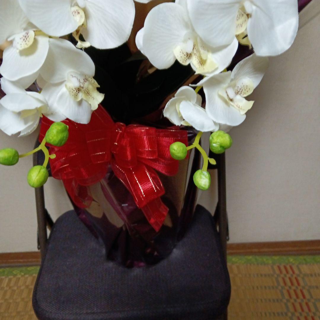 造花　胡蝶蘭白　５本立ち　お祝い花　お供え花