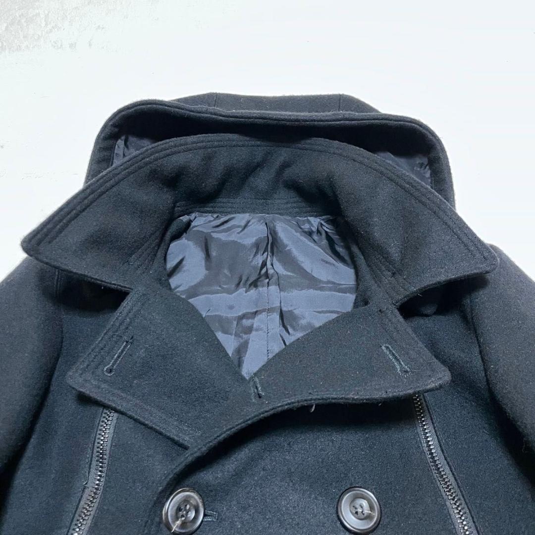 ジュンハシモト Pコート ロングジップ カシミア混 フード付き サイズM