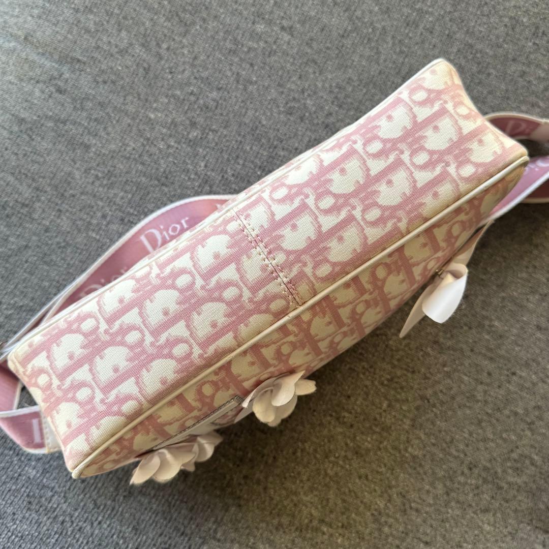 クリスチャンディオール　トロッター　ショルダーバッグ ピンク　フラワー