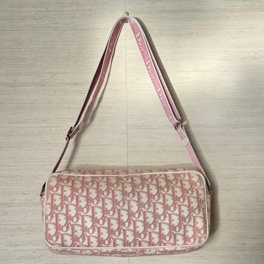 クリスチャンディオール　トロッター　ショルダーバッグ ピンク　フラワー